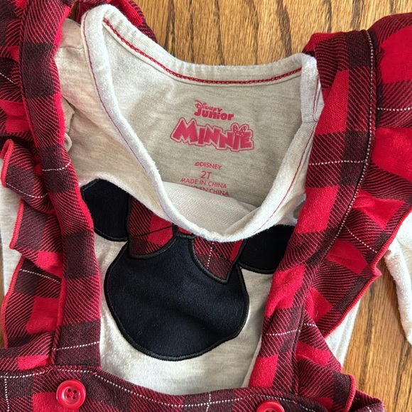 2T Disney Minnie Mouse plaid romper skirt/shirt outfit - Picture 2 of 7